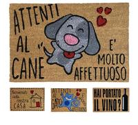 KOKO DOORMATS Zerbino ingresso casa in Fibra di Cocco “Attenti al Cane” | Tappeto Ingresso Esterno con Base Antiscivolo in PVC | Design Simpatico e Resistente da 40x60 cm per Porta d’Ingresso