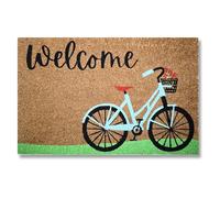 KOKO DOORMATS Zerbino ingresso casa in Fibra di Cocco “Welcome - Bicicletta” | Tappeto Ingresso Esterno con Base Antiscivolo in PVC | Design Simpatico e Resistente da 40x60 cm per Porta d’Ingresso