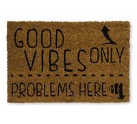 KOKO DOORMATS Zerbino ingresso casa | Tappeto divertente Good Vibes Only in fibra di cocco e base antiscivolo in PVC per esterno con dimensioni 40 x 60 cm