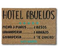 KOKO DOORMATS Zerbino Ingresso casa - Tappeto divertenti in fibra di cocco e base antiscivolo da PVC, da esterno e interno con misure 40x60cm (Hotel Abuelos)