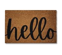 KOKO DOORMATS Zerbino Ingresso casa - Tappeto divertenti in fibra di cocco e base antiscivolo da PVC, da esterno e interno con misure 40x60cm (Hello)