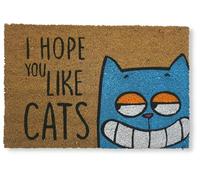 KOKO DOORMATS Zerbino Ingresso casa - Tappeto divertenti in fibra di cocco e base antiscivolo da PVC, da esterno e interno con misure 40x60cm (I hope you like Cats)