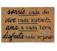 KOKO DOORMATS Zerbino Ingresso casa - Tappeto divertenti in fibra di cocco e base antiscivolo da PVC, da esterno e interno con misure 40x60cm (Sonríe, Vive, Ama)