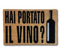 KOKO DOORMATS Zerbino Ingresso casa | Tappeto ingresso casa divertenti HAI PORTATO IL VINO? in fibra di cocco e base tappeto antiscivolo da PVC | Zerbini per ingresso esterno con misure 40x60x1,5 cm.