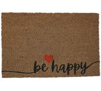 KOKO DOORMATS Zerbino ingresso esterno casa | Tappeto divertenti Be Happy in Fibra di Cocco e base antiscivolo da PVC, con Misure 40x60cm