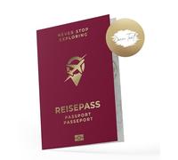 KOKO&LORA® - Passaporto con adesivo da grattare, da scrivere come buono di vacanza con busta, confezione regalo da viaggio