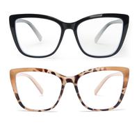 KoKoBin 2 Pack Oversize Occhiali da lettura da donna Moda Anti luce blu Occhiali