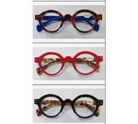KoKoBin 3 confezioni di occhiali da lettura rotondi oversize per donne e uomini che bloccano la luce blu con cerniera a molla (3 Pack, 2.5, x)