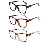 KoKoBin 3 Pack Occhiali da lettura alla moda per uomini e donne anti-luce blu Occhiali da computer con cerniera a molla, 3 Coppie, 1.5