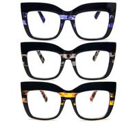 KoKoBin 3 Pack Retro Oversized Occhiali da lettura Occhiali da donna con occhio