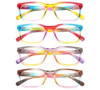 KoKoBin 4 Pack Occhiali da lettura quadrati per donna e uomo dalla luce blu | Occhiali da lettura alla moda per il computer, dotati di cerniere a molla