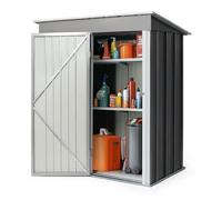 KoKoBin Casetta da giardino con tetto a due falde - 157 x 110 x 181 cm 1,72 m² - Casetta da giardino con porta a battente in metallo, tetto spiovente - grigio chiaro (grigio chiaro, 157 x 110 x 181 cm