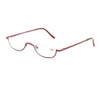 KoKoBin, occhiali da lettura a mezza montatura con cerniere a molla, per uomo e donna, lenti a mezzaluna sottili, occhiali da vista in metallo semi senza montatura, Rosso, +2.50 Magnification (Pack of