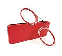 KoKoBin Occhiali da Lettura Senza Ramo per Uomini e Donne, Mini Portatile Morsetto Naso Occhiali da Lettura Leggeri (Rosso, 2.5, diotters)