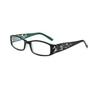KoKoBin Occhiali da lettura ultraleggeri da donna eleganti anti-blu luce con piedi a specchio floreale piccoli occhiali da lettura (verde,+1,0)