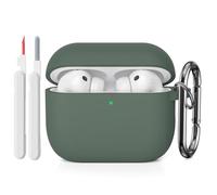 KOKOKA Custodia Case Compatibile con AirPods Pro 3 2025 con Kit di Pulizia, Case Cover Protettiva in Morbido Silicone per AirPods Pro 3ª Generazione con Moschettone, LED Anteriore Visibile, Deep Green
