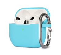 KOKOKA Custodia in Silicone Compatibile con AirPods 3, Case Cover Protettiva in Premium Silicone per Airpods 3rd Generation(2021) con Moschettone, LED Frontale Visibile, Sky Blue