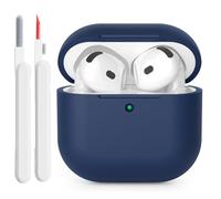 KOKOKA Custodia in Silicone Compatibile con AirPods 4 Case, LED Anteriore Visibile, Case Cover Protettiva Antiurto in Silicone Morbido per Airpods 4 Generazione 2024 con Kit di Pulizia, Deep Blue
