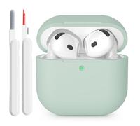 KOKOKA Custodia in Silicone Compatibile con AirPods 4 Case, LED Anteriore Visibile, Case Cover Protettiva Antiurto in Silicone Morbido per Airpods 4 Generazione 2024 con Kit di Pulizia, Cloud Grey
