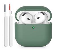 KOKOKA Custodia in Silicone Compatibile con AirPods 4 Case, LED Anteriore Visibile, Case Cover Protettiva Antiurto in Silicone Morbido per Airpods 4 Generazione 2024 con Kit di Pulizia, Deep Green