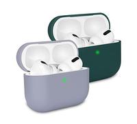 KOKOKA Custodia in Silicone Compatibile con AirPods Pro, Case Cover Protettiva Ultra Sottile in Premium Silicone per Airpods Pro, LED Frontale Visibile, Lavender Grey/Deep Green