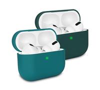 KOKOKA Custodia in Silicone Compatibile con AirPods Pro, Case Cover Protettiva Ultra Sottile in Premium Silicone per Airpods Pro, LED Frontale Visibile, Dark Green/Deep Green