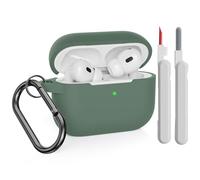 KOKOKA Custodia in Silicone Compatibile per AirPods Pro 2 2022 e 2019 con Kit di Pulizia, Case Cover Protettiva in Premium Silicone per Airpods Pro 2a e 1a Generazione con Moschettone, Deep Green
