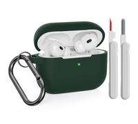 KOKOKA Custodia in Silicone Compatibile per AirPods Pro 2 2022 e 2019 con Kit di Pulizia, Case Cover Protettiva in Premium Silicone per Airpods Pro 2a e 1a Generazione con Moschettone, Dark Green
