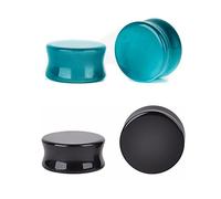 Kokoma - Tappi per Orecchio da Donna, a Forma di Occhio di Gatto, in Pietra Organica e onice Nera, dilatatori a Tunnel