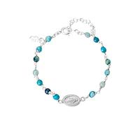 Kokomorocco - Bracciale per rosario - Medaglia della Vergine Maria Miracolosa in argento 925 - Rosario regolabile - Perline