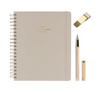 Kokonote: Agenda da tavolo 2025-2026 Settimanale Misty Gray + Portapenna Clip da Agenda + Penna Colore Inchiostro Nero - Regalo Cancelleria Aesthetic
