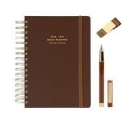Kokonote: Agenda Giornaliera 2025-2026 Diario Scolastico A5 Brownie Biscuit + Portapenna Clip da Agenda + Penna Colore Inchiostro Nero - Regalo Cancelleria Aesthetic
