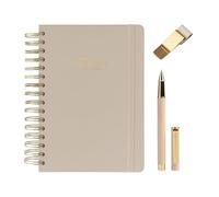 Kokonote: Agenda Giornaliera 2025-2026 Scolastico A5 Misty Gray + Portapenna Clip da Agenda + Penna Colore Inchiostro Nero - Regalo Cancelleria Aesthetic