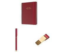 Kokonote: Agenda Settimanale 2025-2026 Scolastica A5 Cherry Lacquer + Portapenna Clip da Agenda + Penna Colore Inchiostro Nero - Regalo Cancelleria Aesthetic