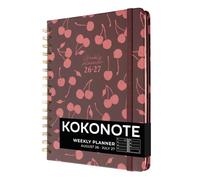 Kokonote Agenda Settimanale 2026 2027 Cherry - Diario Scoula 2026-2027 per Università e Scuola Superiore | Weekly Planner con Copertina Rigida, Segnalibri e Stickers (17x21,5 cm)