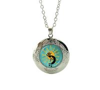 Kokopelli Sun Dance ciondolo in resina, gioielli americani del sud-ovest, collana corta per la dieta della fertilità per le donne ciondolo medaglione