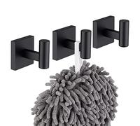 KOKOSIRI Appendiabiti da bagno nero opaco per bagno, cucina, parete, confezione da 3 pezzi, in acciaio inox, B1013BK-P3