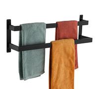 KOKOSIRI Portasciugamani Nero Porta asciugamani 24 pollici Bagno 2-Tiers Scala Portasciugamani A Parete Asciugamani Scaffali Rack Acciaio Inox B5008BK-L24