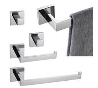 KOKOSIRI Set di 5 pezzi di accessori per il bagno in acciaio INOX lucido porta carta igienica gancio per accappatoio montaggio a parete finitura lucida B05A5-CH