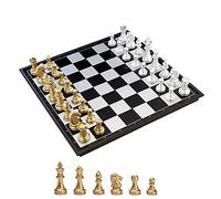 KOKOSUN Set di chess magnetico con bordo pieghevole in oro e argento - 9,8" x 9,8" - Storage Convenient, Educational Toys/Gift for Kids and Adults (S)
