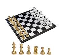 KOKOSUN Set di scacchi magnetici con scacchiera pieghevole in oro e argento, conveniente, giocattoli educativi/regalo per bambini e adulti (36 x 36 cm)