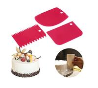 Koksi, set di 3 spatole in plastica per impasto, pasta fondente, crema per decorazione laterale, pettine e glassa, tagliapasta