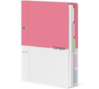 KOKUYO 5 Subject Spiral Notebook, Campus 2-Ring B5 Refillable Journal with 5 Tab Dividers, 100 Sheets in 6mm Dotted Ruled Loose Leaf Paper, Pink, Japan Import (RU-PP358P & NO-S836BT)