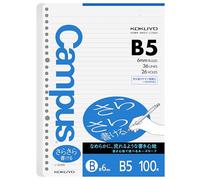 Kokuyo Campus Perforated Loose Notes, 36 righe da 6 mm, formato B5 18,2 × 25,7 cm, 100 fogli 26 fori, prodotto in Giappone, 836BN