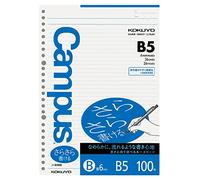 Kokuyo Campus Perforated Loose Notes, 36 righe da 6 mm, formato B5 18,2 × 25,7 cm, 100 fogli 26 fori, prodotto in Giappone, 836BN