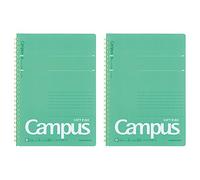 Kokuyo S131BT-GX2SET - Taccuino con anello morbido campus, 50 fogli, formato A5, verde, confezione da 2