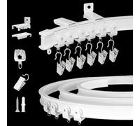 KOLAKO Binario per Tende da Soffitto, Binario per Tende Montaggio a Parete - Due Modi per Installare, Binari per Tende da 4,9m Divisorio per Stanze Scorrevole Flessibile Curvo Sistema di Binario per