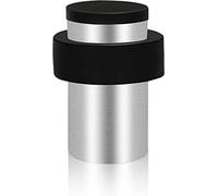 KOLAKO Fermaporta a pavimento, 5 cm, moderno, resistente, cilindrico, con paraurti in gomma, fermaporta a pavimento per battiscopa, in acciaio inossidabile, argento, 50 mm