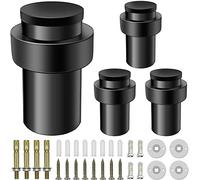 KOLAKO Fermaporta cilindrico da pavimento, fermaporta in gomma nera, spazzolato, moderno, decorativo, resistente, solido, protezione da parete, 6,3 cm, confezione da 4