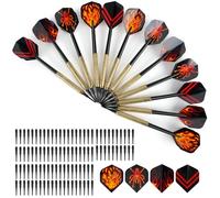 Kolamom Set di 12 Punte in plastica Unisex per Adulti con 100 Punte per Freccette elettroniche, Freccette morbide, Freccette morbide, Freccette morbide, Set di Freccette morbide, Nero, Rosso, 15 x 3